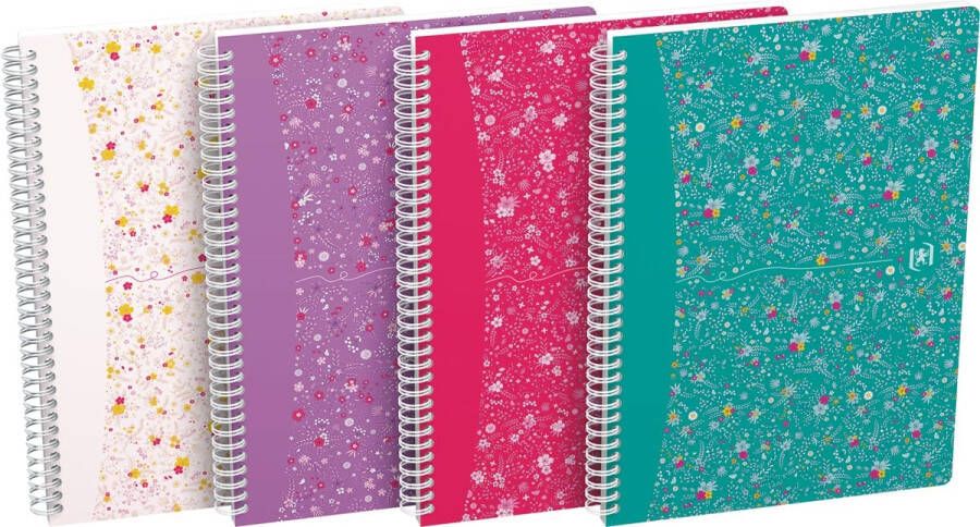 Oxford Floral hardcover spiraalschrift ft B5 60 vel gelijnd 3 geassorteerde designs