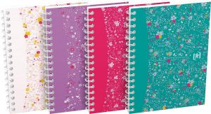 Oxford Floral softcover spiraalschrift ft A6 50 vel geruit 5 mm 4 geassorteerde designs