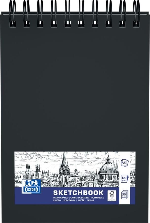 Oxford schetsboek 100 g m² ft A5 zwart 50 vel