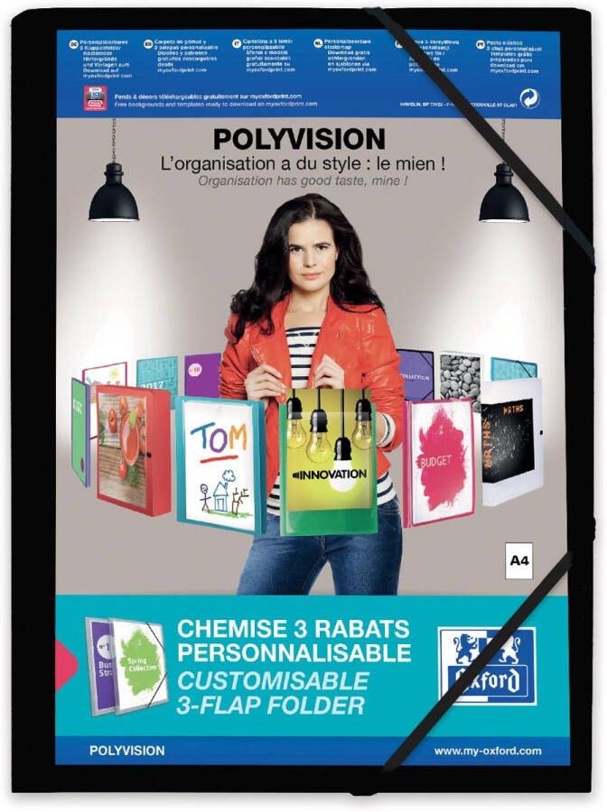 Oxford Polyvision elastomap formaat A4 uit PP zwart