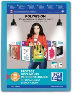 Oxford Polyvision personaliseerbare presentatiealbum formaat A4 uit PP 20 tassen blauw