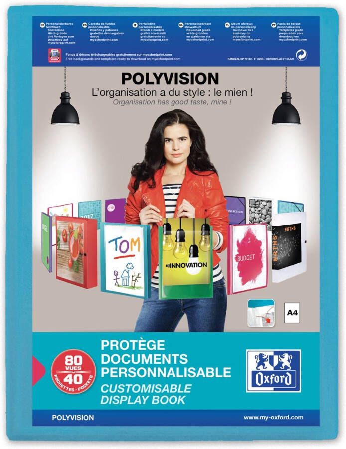 Oxford Polyvision personaliseerbare presentatiealbum formaat A4 uit PP 40 tassen blauw