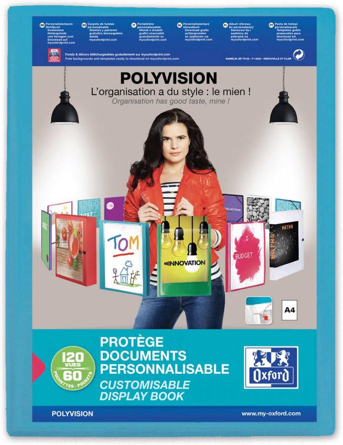 Oxford Polyvision personaliseerbare presentatiealbum formaat A4 uit PP 60 tassen blauw