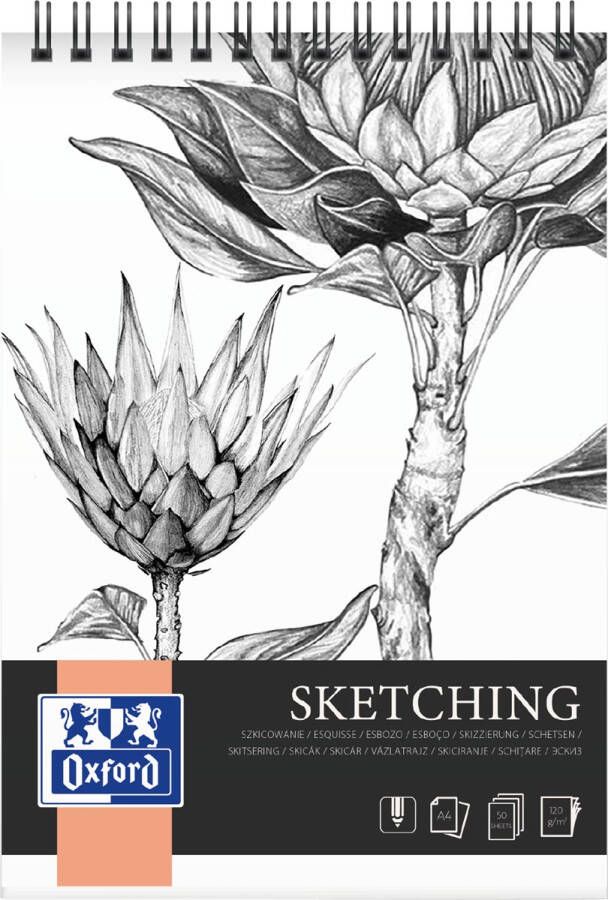 Oxford Tekenblok Sketching A4 spiraal 50vel 120gr