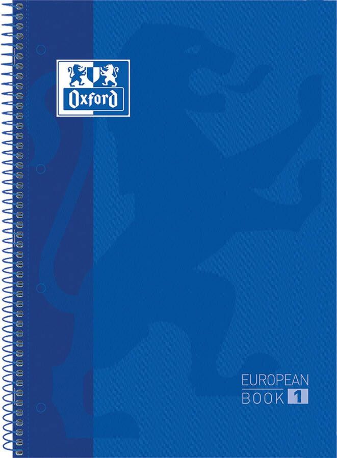 Oxford School Classic Europeanbook spiraalblok ft A4+ 160 bladzijden geruit 5 mm donkerblauw
