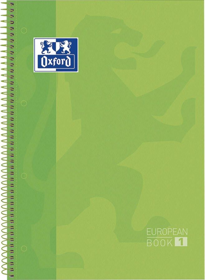 Oxford School Classic Europeanbook spiraalblok ft A4+ 160 bladzijden geruit 5 mm groen