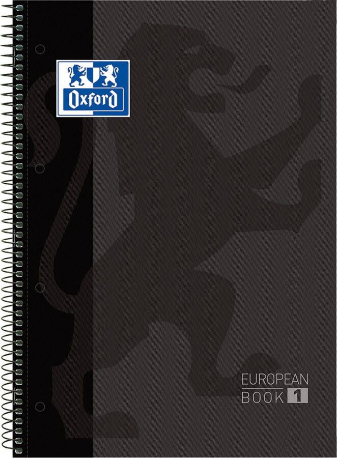 Oxford School Classic Europeanbook spiraalblok ft A4+ 160 bladzijden geruit 5 mm zwart