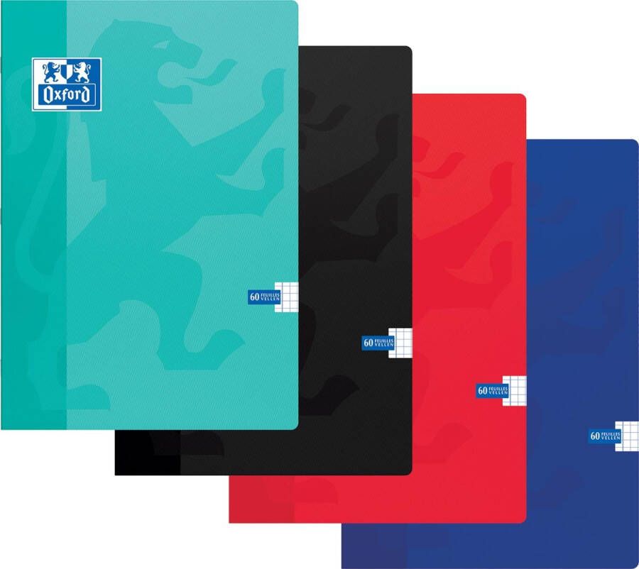 Oxford SCHOOL schrift geassorteerde kleuren ft A4 120 bladzijden geruit 5 mm