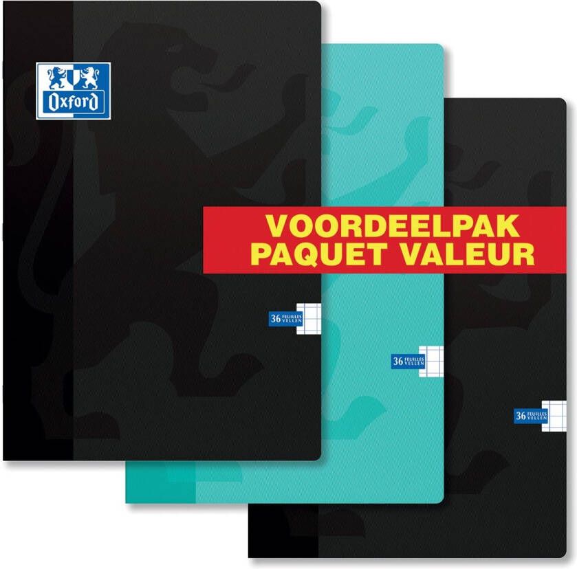 Oxford schrift voor ft A4 72 bladzijden met kantlijn geruit 10 mm geassorteerde kleuren 2+1 GRATIS - Foto 2