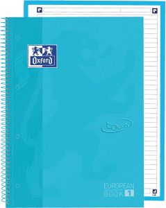 Oxford School Touch Europeanbook spiraalblok ft A4+ 160 bladzijden gelijnd pastel blauw