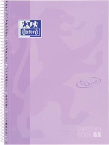 Oxford School Touch Europeanbook spiraalblok ft A4+ 160 bladzijden gelijnd pastel paars