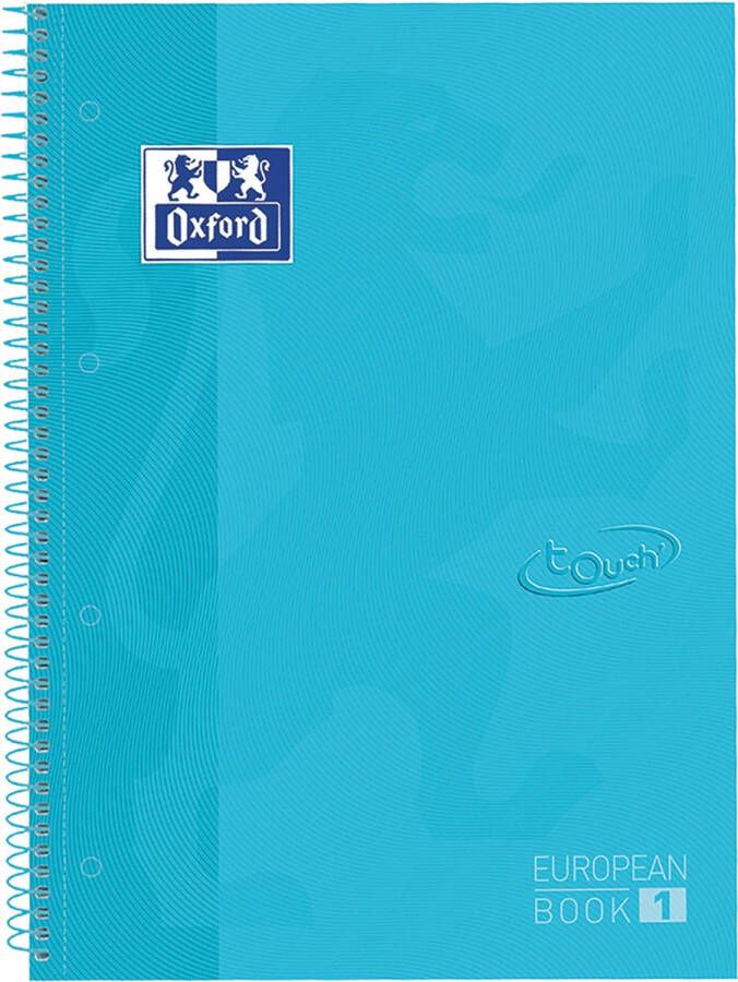 Oxford School Touch Europeanbook spiraalblok ft A4+ 160 bladzijden geruit 5 mm pastel blauw