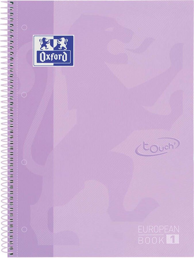 Oxford School Touch Europeanbook spiraalblok ft A4+ 160 bladzijden geruit 5 mm pastel paars