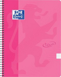 Oxford School Touch spiraalblok ft A4 140 bladzijden geruit 5 mm roze