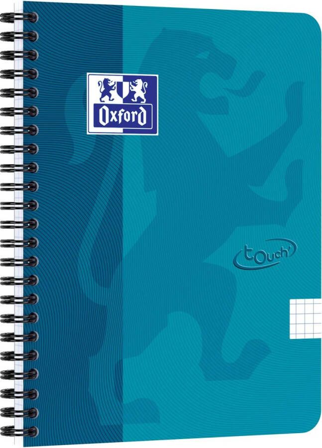 HAMELIN OXFORD Touch spiraalblok A5 geruit 5mm 70 vel soepele kartonnen kaft aqua