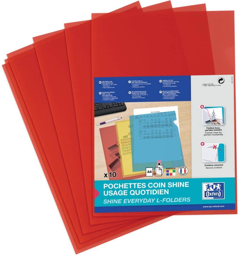 Oxford Shine L-map pak van 10 stuks rood