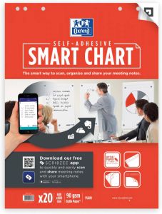 Oxford Smart Chart zelfklevende flipchartblok 60 x 80 cm pak met 20 vel blanco