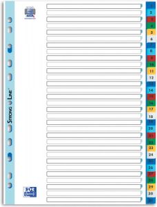 Oxford tabbladen formaat A4 uit PP 11-gaatsperforatie gekleurde tabs set 1-31