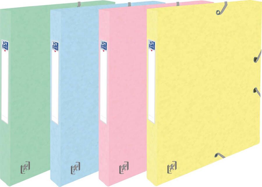 Oxford Top File+ elastobox rug van 2 5 cm geassorteerde pastelkleuren pak van 4 stuks