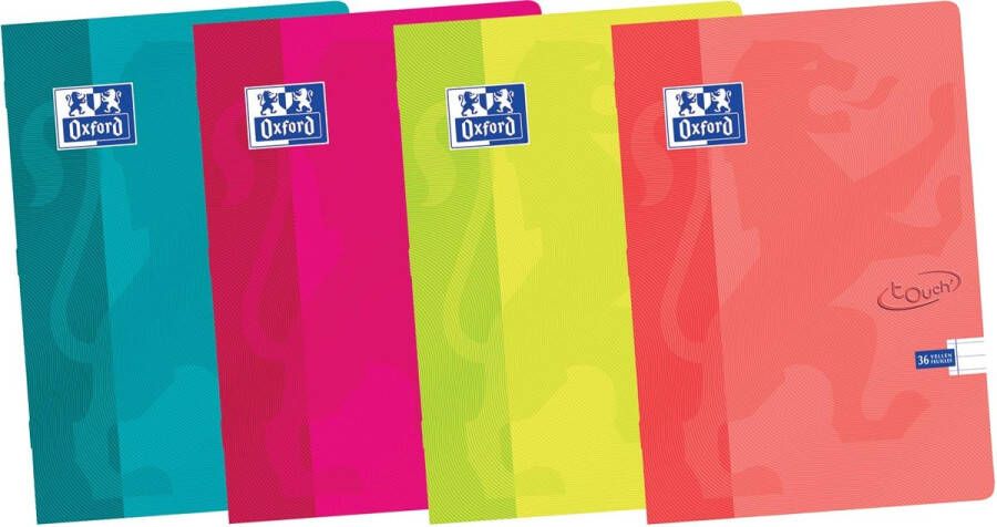 Oxford Touch schrift ft A4 36 vel gelijnd geassorteerde kleuren