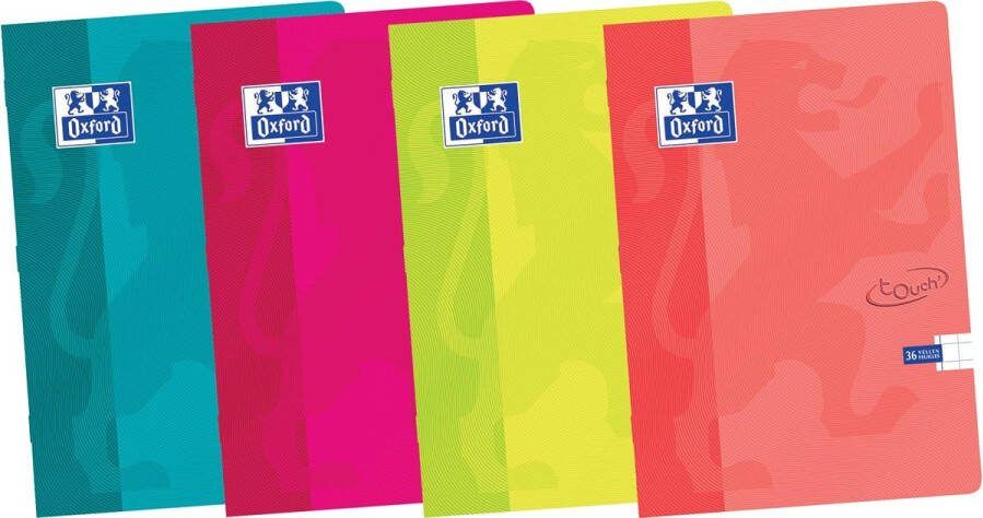 Oxford Schrift School Touch A4 ruit 10x10mm 72 pagina's 80gr assorti