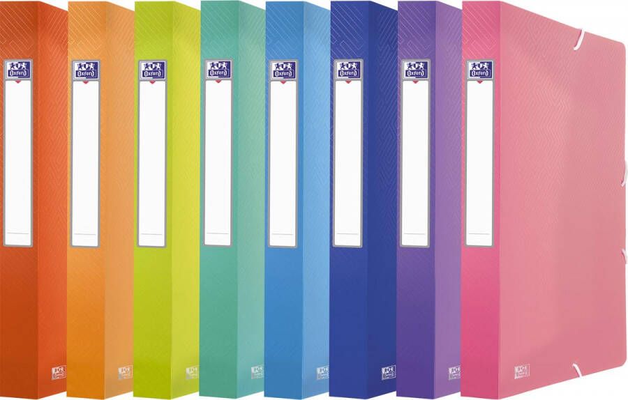 Oxford Urban elastobox uit PP formaat 24 x 32 cm rug van 4 cm geassorteerde transparante kleuren