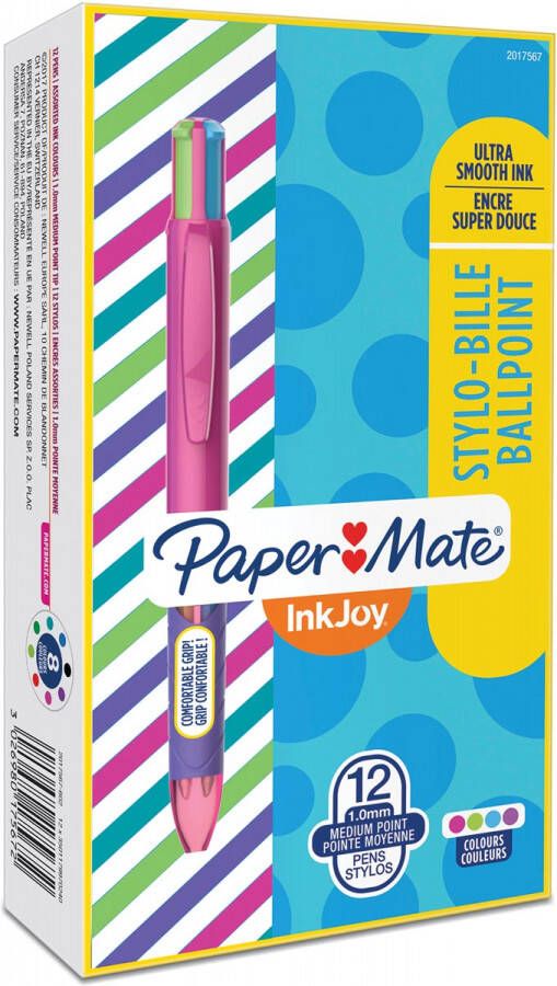 Paper Mate 4 kleuren balpen Inkjoy Quatro Joie de Vivre roze