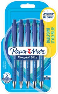 Paper Mate balpen Flexgrip Ultra RT medium blister van 5 stuks blauw