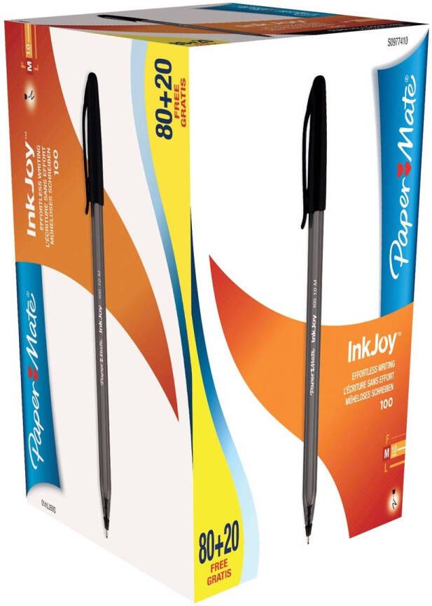 Paper Mate balpen InkJoy 100 met dop zwart doos 80 + 20 gratis - Foto 2