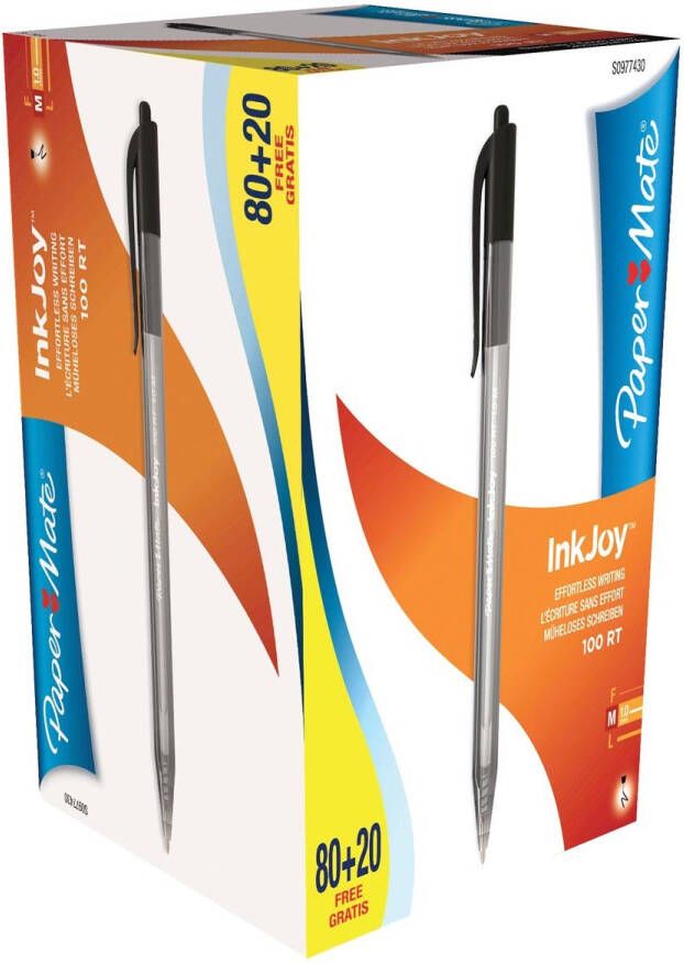 Paper Mate balpen InkJoy 100 RT zwart doos 80 + 20 gratis - Foto 2