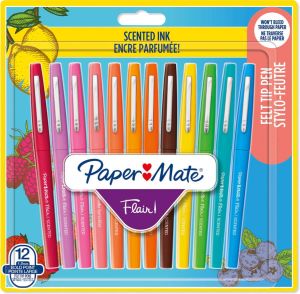 Paper Mate fineliner Flair Scent blister met 12 stuks in geassorteerde kleuren