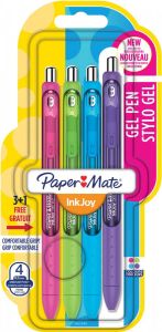 Paper Mate roller InkJoy Gel blister 3 + 1 gratis in geassorteerde fun kleuren