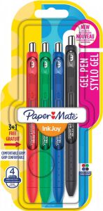 Paper Mate roller InkJoy Gel blister 3 + 1 in geassorteerde standaard kleuren