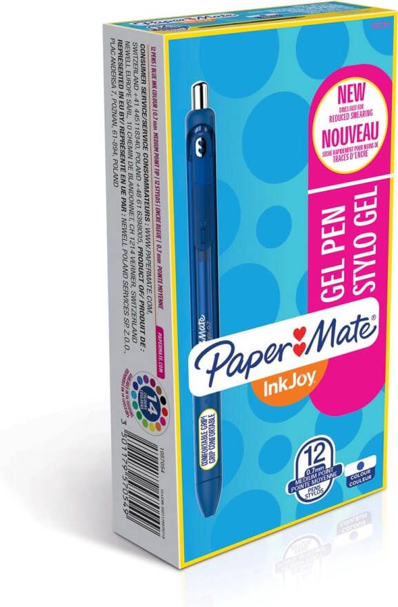 Paper Mate roller InkJoy Gel medium blauw (pure blue joy)
