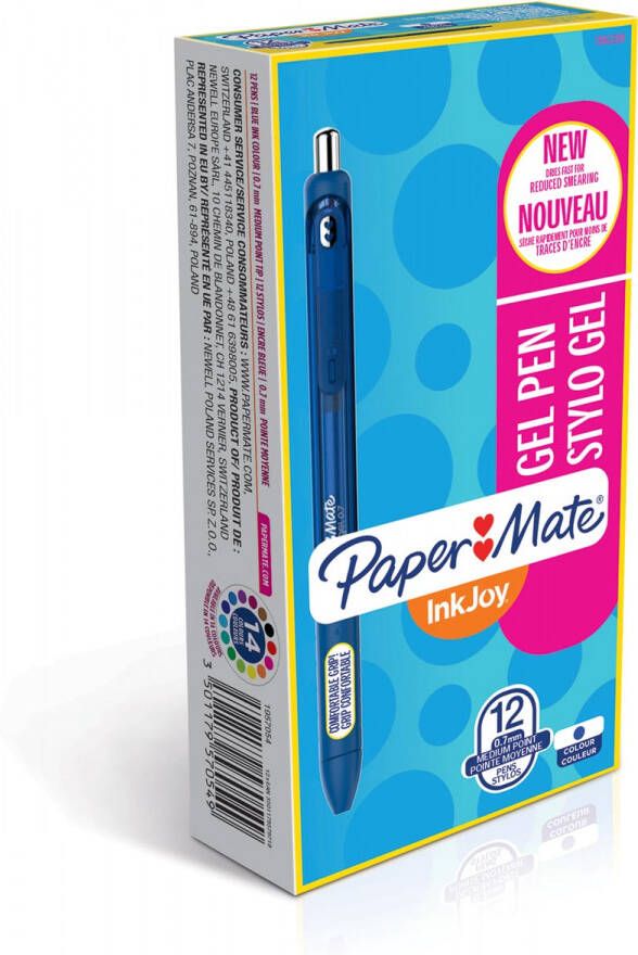 Paper Mate roller InkJoy Gel medium blauw (pure blue joy)