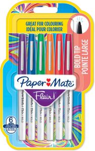 Paper Mate viltstift Flair Bold blister met 6 stuks in geassorteerde kleuren