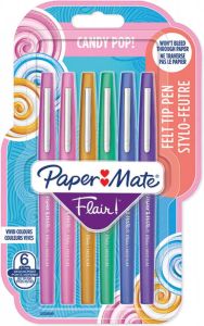 Paper Mate viltstift Flair Candypop blister met 6 stuks in geassorteerde kleuren