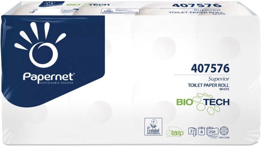 Papernet toiletpapier Superior 2-laags 250 vellen pak van 8 rollen