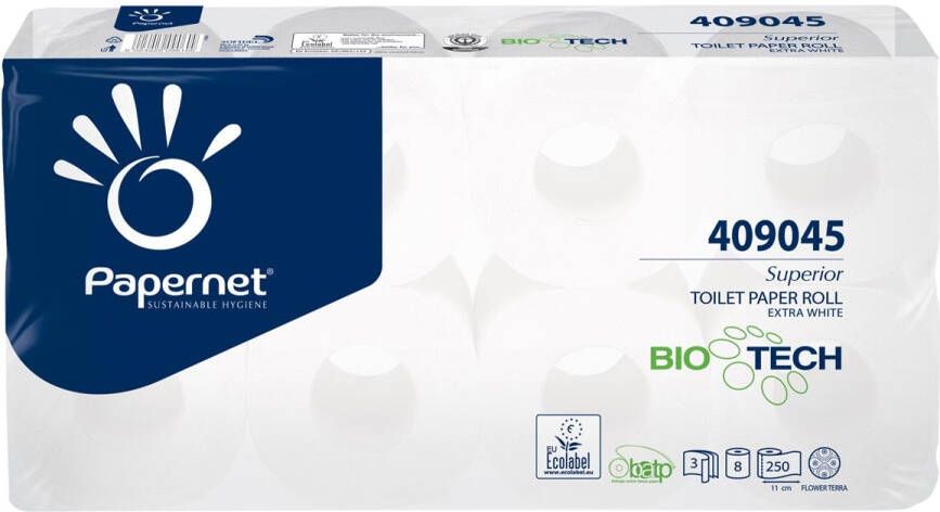 Papernet toiletpapier Superior 3-laags 250 vellen pak van 8 rollen