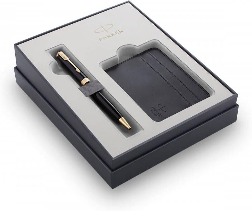 Parker Cadeauset balpen Sonnet Black Lacquer GT M met kaarthouder