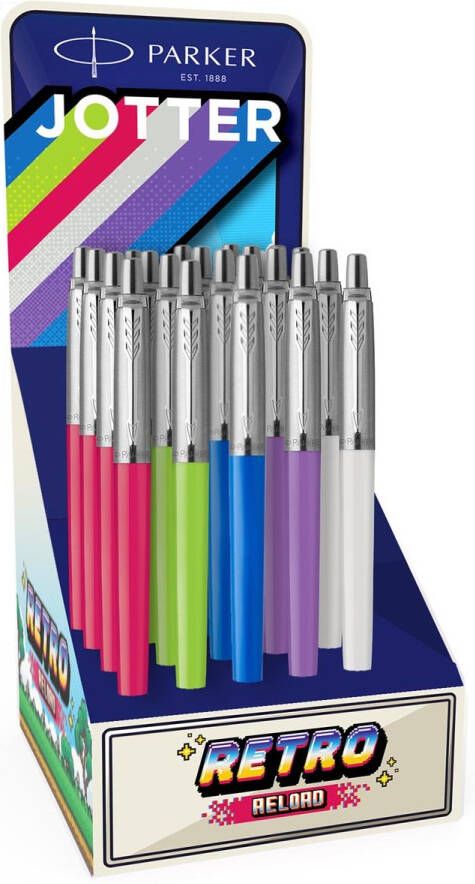 Parker Jotter Originals balpen 90&apos;s medium geassorteerde kleuren display van 20 stuks