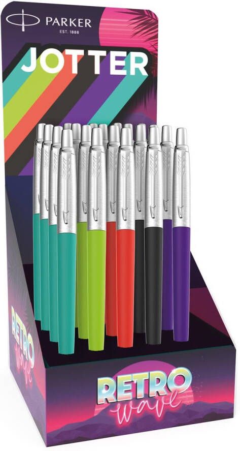 Parker Jotter Originals balpen Retro Wave geassorteerde kleuren display van 20 stuks