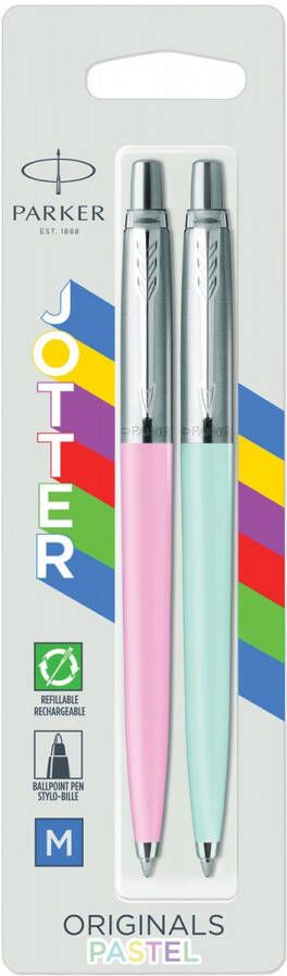 Parker Jotter Originals Pastel balpen blister met 2 stuks blauw roze