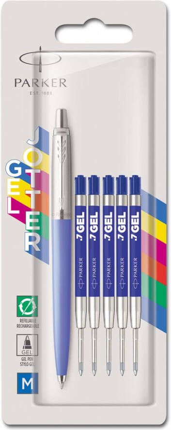 Parker Jotter Originals valuepack 1 x gelroller + 5 x vullingen op blister blauw
