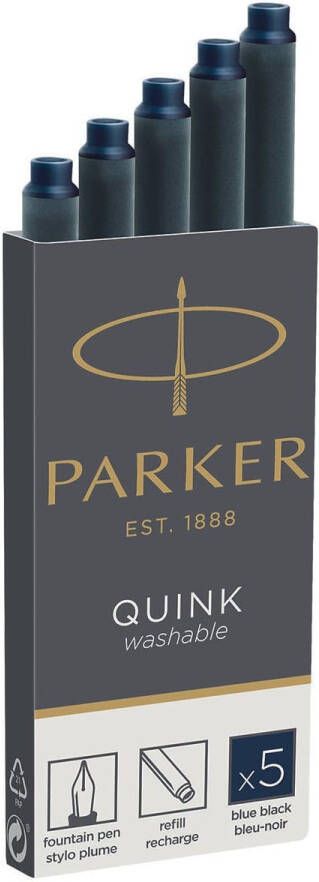 Parker Inktpatroon Quink permanent blauwzwart pakà 5 stuks
