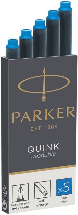 Parker Inktpatroon Quink uitwasbaar koningsblauw pakà 5 stuks