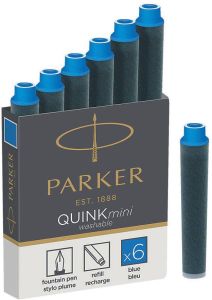 Parker Quink Mini inktpatronen blauw doos met 6 stuks