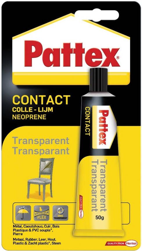 Pattex contactlijm Transparant tube van 50 g op blister