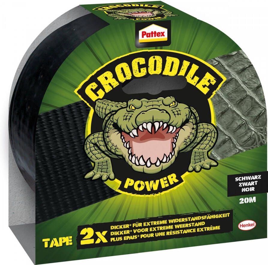 Pattex plakband Crocodile Power Tape lengte 20 m zwart