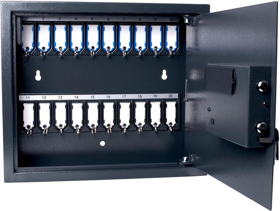 Pavo Sleutelkast high security magnetisch met fingerprintslot 20 haken 350x410x100mm